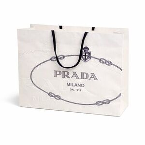 PRADA Medium Embossed Shopping Bag with Ribbon│(Size 16.5" x 15.75" x 5.5")